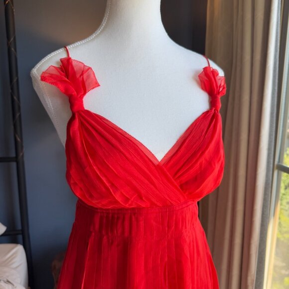 Red 100% Silk Club Monaco Mini Cocktail Dress - Picture 4 of 15